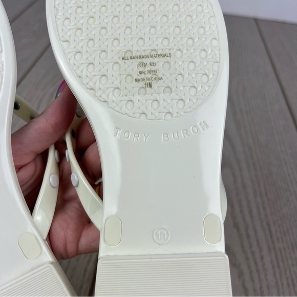 Tory Burch Studded Jelly Flip Flop Thong Sandals 11 Ivory/Cream $128 - Picture 7 of 8